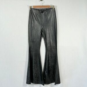 Entro Black Faux Leather Flared Bell Bottom Pants Size Small whimsicore y2k